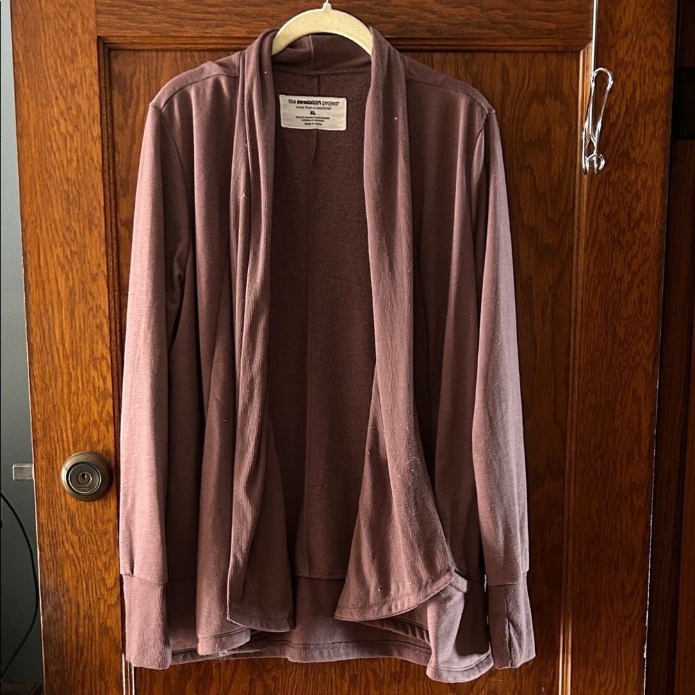 Elegant Open Front Cardigan in Rich Mauve